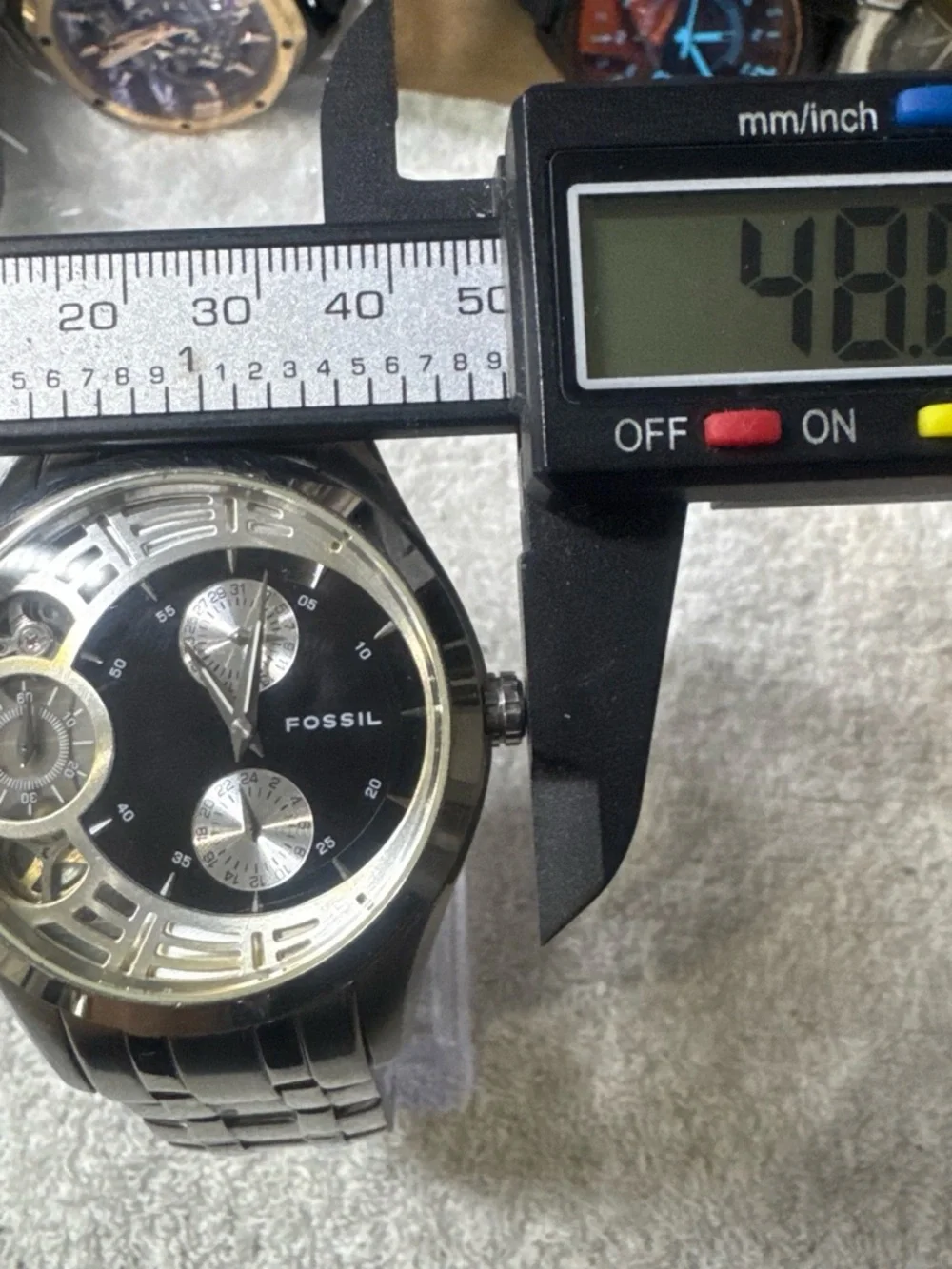 Fossil Men's Silver-Tone Watch with Black Dial and Subdials